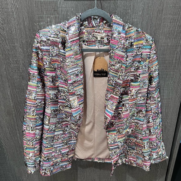 Gorgeous sequin main strip blazer nwt medium - Picture 2 of 5
